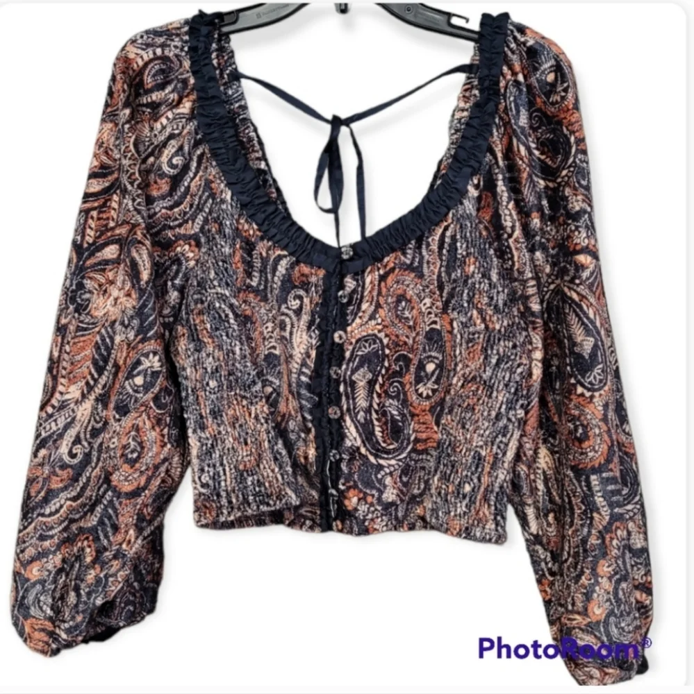 NWT Free People Velvet Blouse NWT sz L